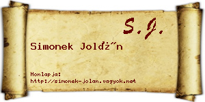 Simonek Jolán névjegykártya