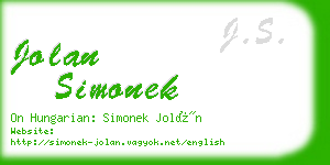 jolan simonek business card